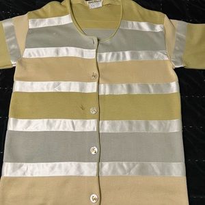 VINTAGE Ferragamo Cable Knit Jacket and Skirt. Skirt sold sage green.